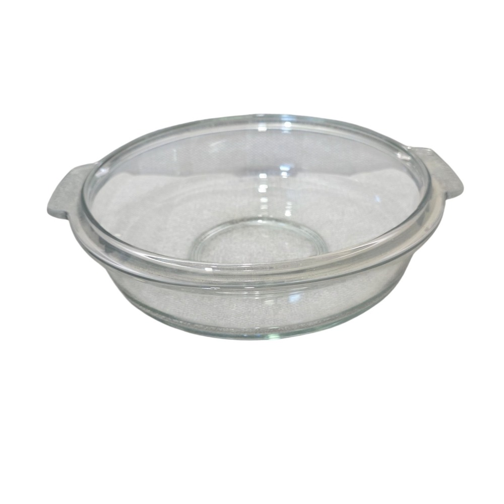 Vintage CorningWare Clear Glass Casserole Dish 1 Qt Round Grab It P-150-B